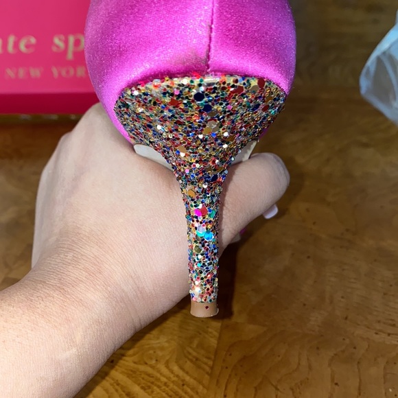 Kate Spade Sala Open Toe Heel, Fushia/ Satin/ Multi Glitter - Picture 3 of 7